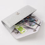 Elariah Shimmer Envelope Clutch Bag – Silver Glitter Evening Handbag with Chain Strap for Weddings & Party Wear