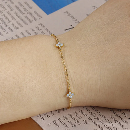 18K Gold Plated Four-Leaf Clover Necklace for Women – Stainless Steel with Zircon Detailing | Luxury Jewelry Gift