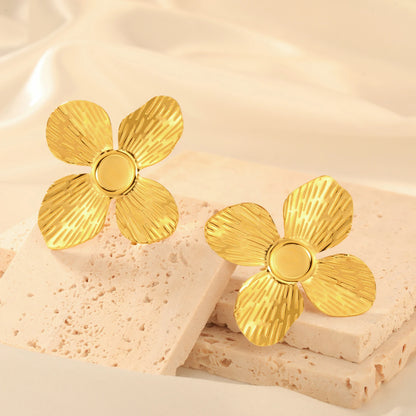 Unift Vintage Flower Stud Earrings for Women – Bohemian 14K Gold-Plated Stainless Steel Statement Jewelry