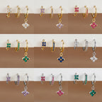 Ensemble de 3 boucles d'oreilles pendantes en acier inoxydable avec zircon cubique – Boucles d'oreilles florales hypoallergéniques pour femmes
