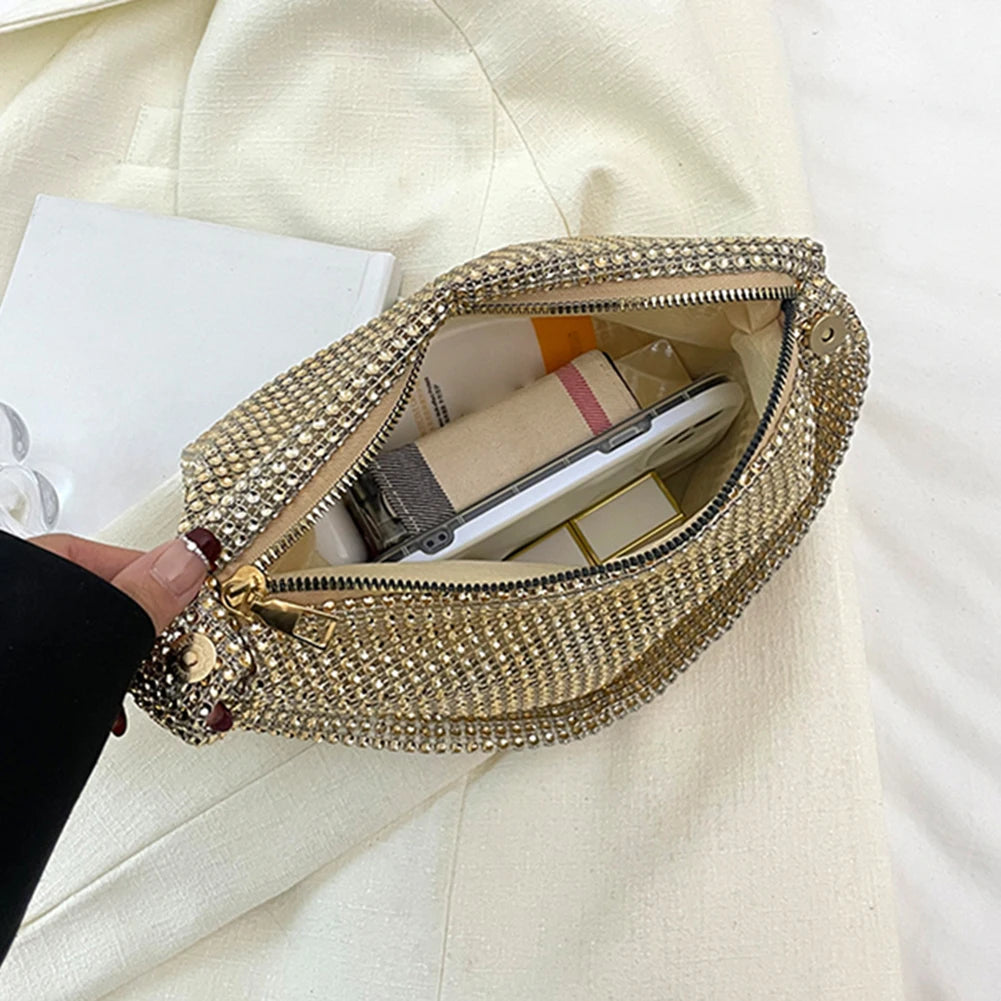 Elariah Crystal Rhinestone Evening Clutch Bag – Elegant Glitter Top Handle Party & Wedding Handbag (Gold, Black, Silver, Multicolour)