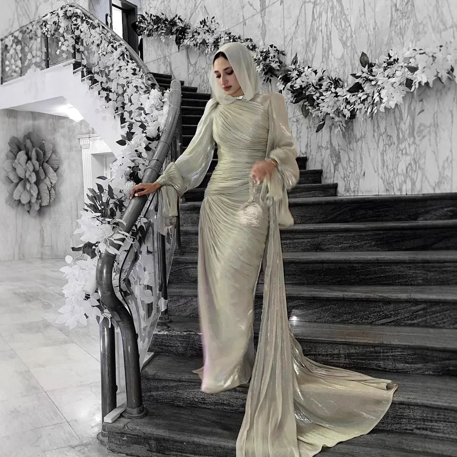 Robe maxi caftan soyeuse et modeste Elariah pour femmes – Abaya musulmane à manches longues, Jalabiya, tenue décontractée et de soirée