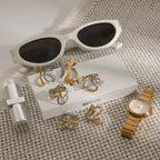 Anillo minimalista irregular de dos tonos: acero inoxidable chapado en oro de 18 quilates, joyería apilable para mujer.