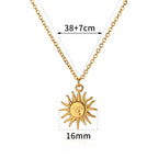 Collar geométrico con colgante de girasol: cadena de acero inoxidable para clavícula para mujer