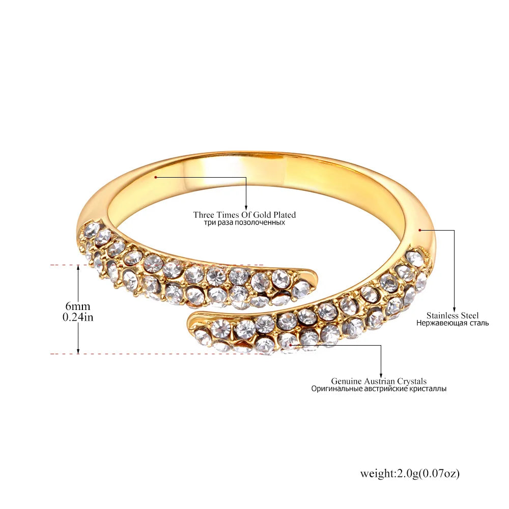 Bague JeeMango en acier inoxydable à double cercle pour femme – Plaqué or 18 carats, étanche, bijou tendance