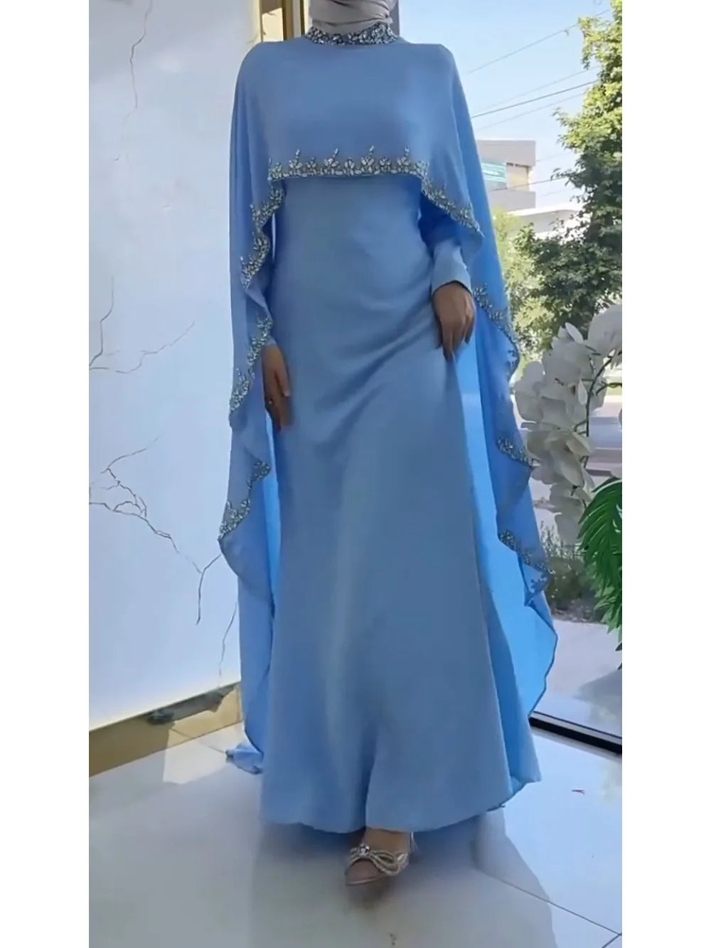 Elariah Embroidered Modest Abaya Dress for Women – Elegant Long Sleeve Kaftan Maxi Dress for Eid, Ramadan & Special Occasions