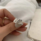 Bague plissée irrégulière, ouverte et ajustable – Bague tendance style punk Y2K pour femmes et hommes, bijou de soirée à la mode