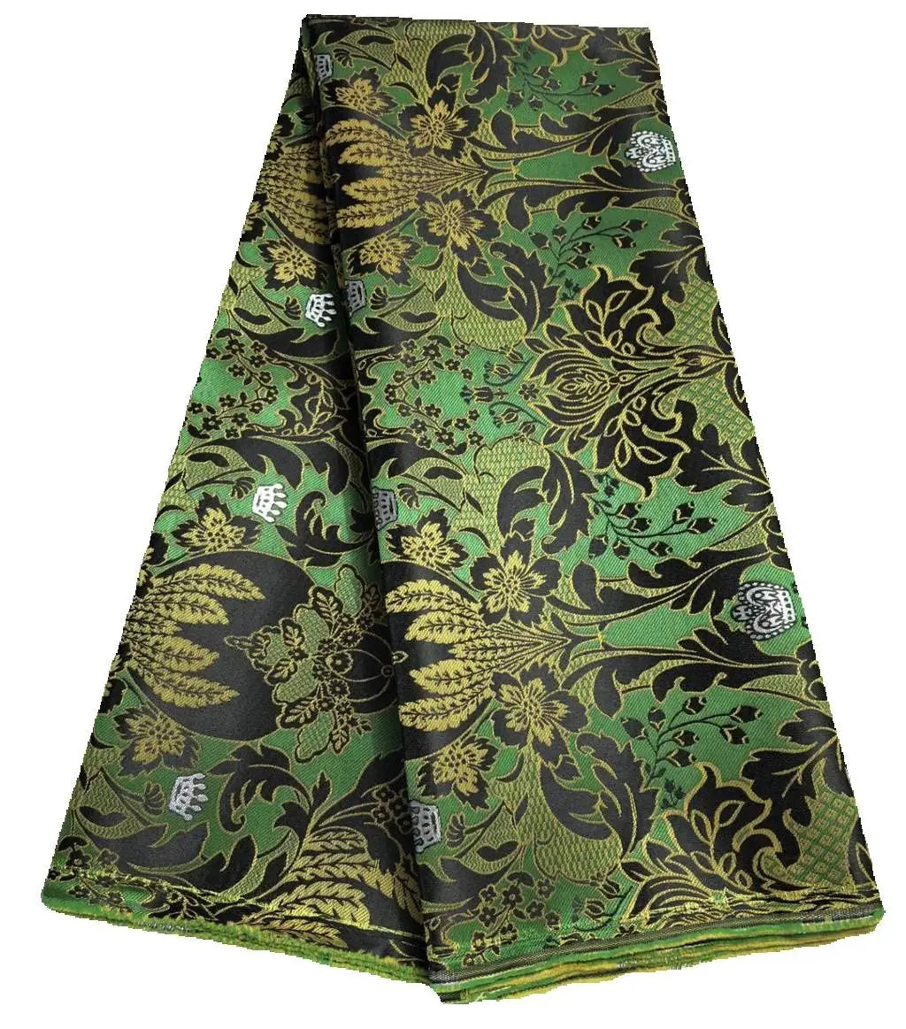 African Damask Lace Fabric (2.5 or 5 Yards) – Thick Jacquard Brocade for Aso Oke, Headwrap & Bridal Dresses