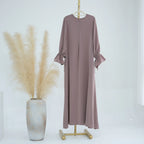 Elariah Women's Modest Maxi Kaftan Dress with Bow Detail & Pockets | Long Sleeve Islamic Abaya for Ramadan, Eid & Everyday Wear