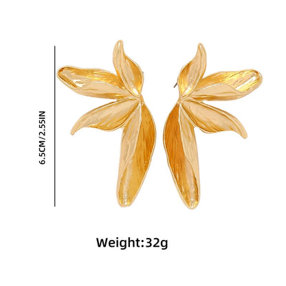 Large Textured Metal Flower Stud Earrings – Bold Statement Jewelry for Women