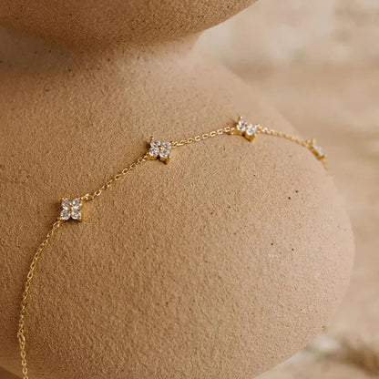 18K Gold Plated Four-Leaf Clover Necklace for Women – Stainless Steel with Zircon Detailing | Luxury Jewelry Gift