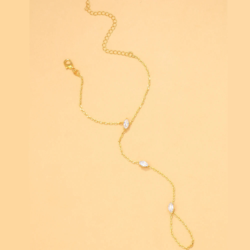 Bracelet losange en cristal de Bohème avec chaînette – Bijou de soirée élégant pour femme