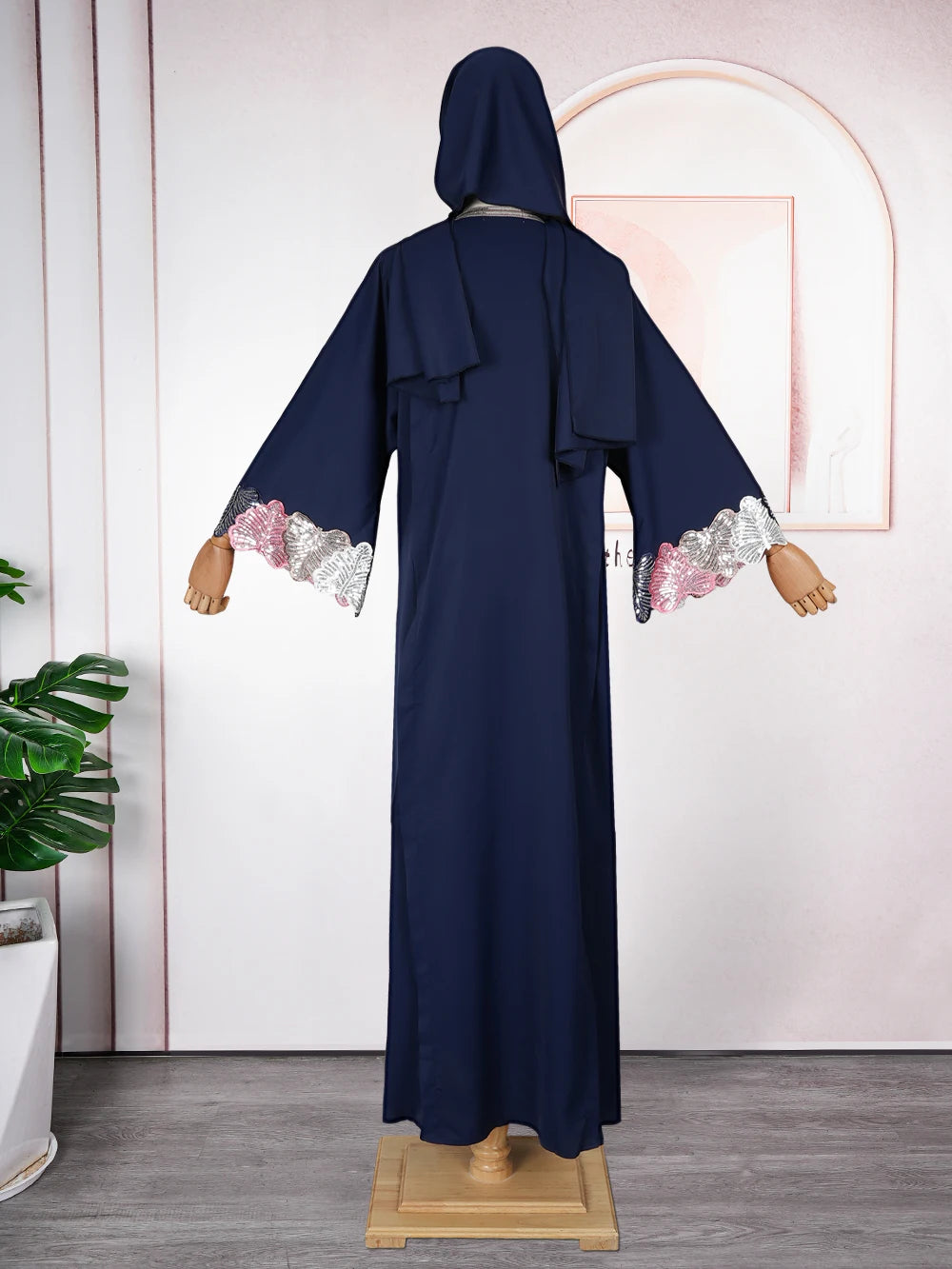 Luxury Chiffon Abaya Dress with Headscarf & Belt – African Boubou Kaftan Evening Maxi