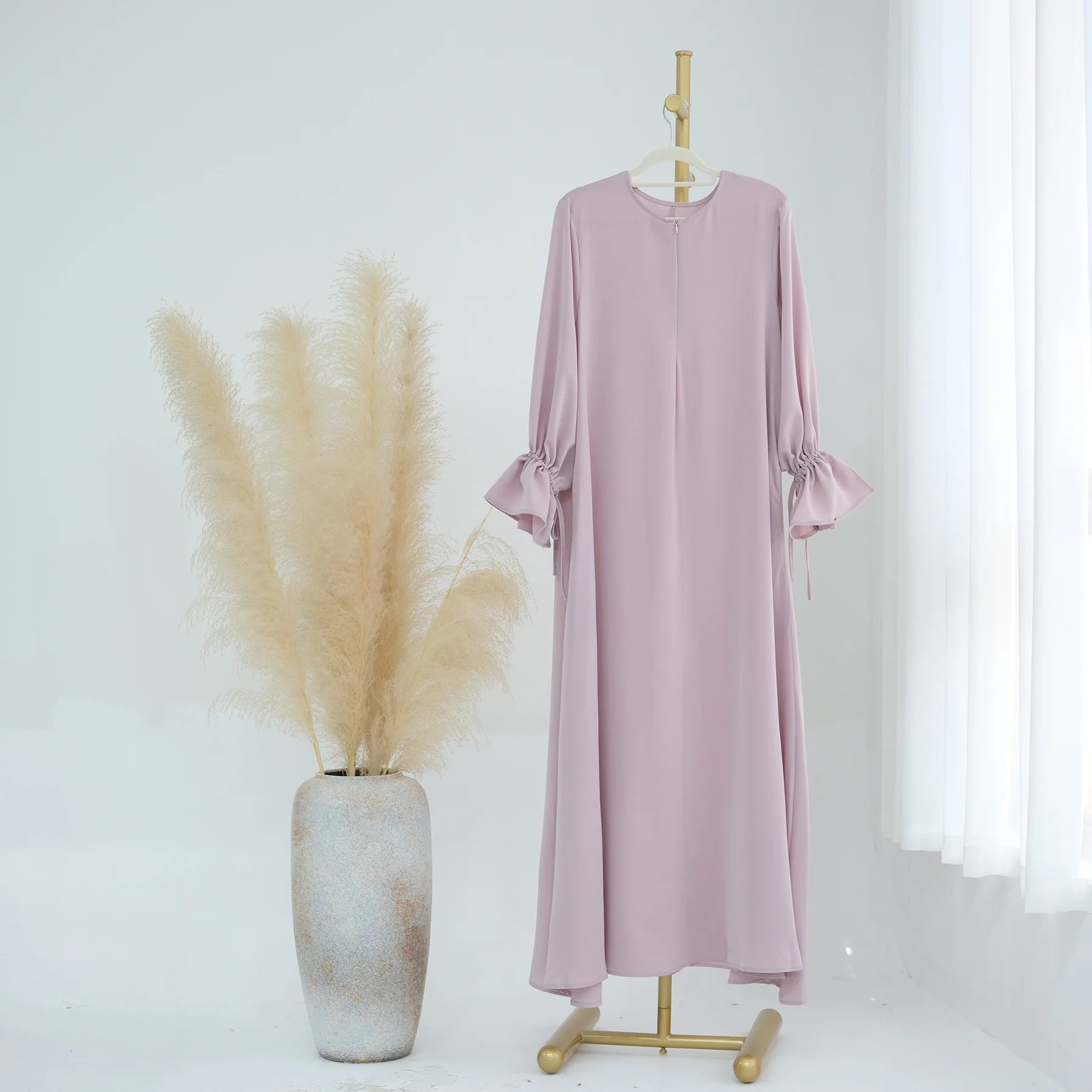 Elariah Women's Modest Maxi Kaftan Dress with Bow Detail & Pockets | Long Sleeve Islamic Abaya for Ramadan, Eid & Everyday Wear