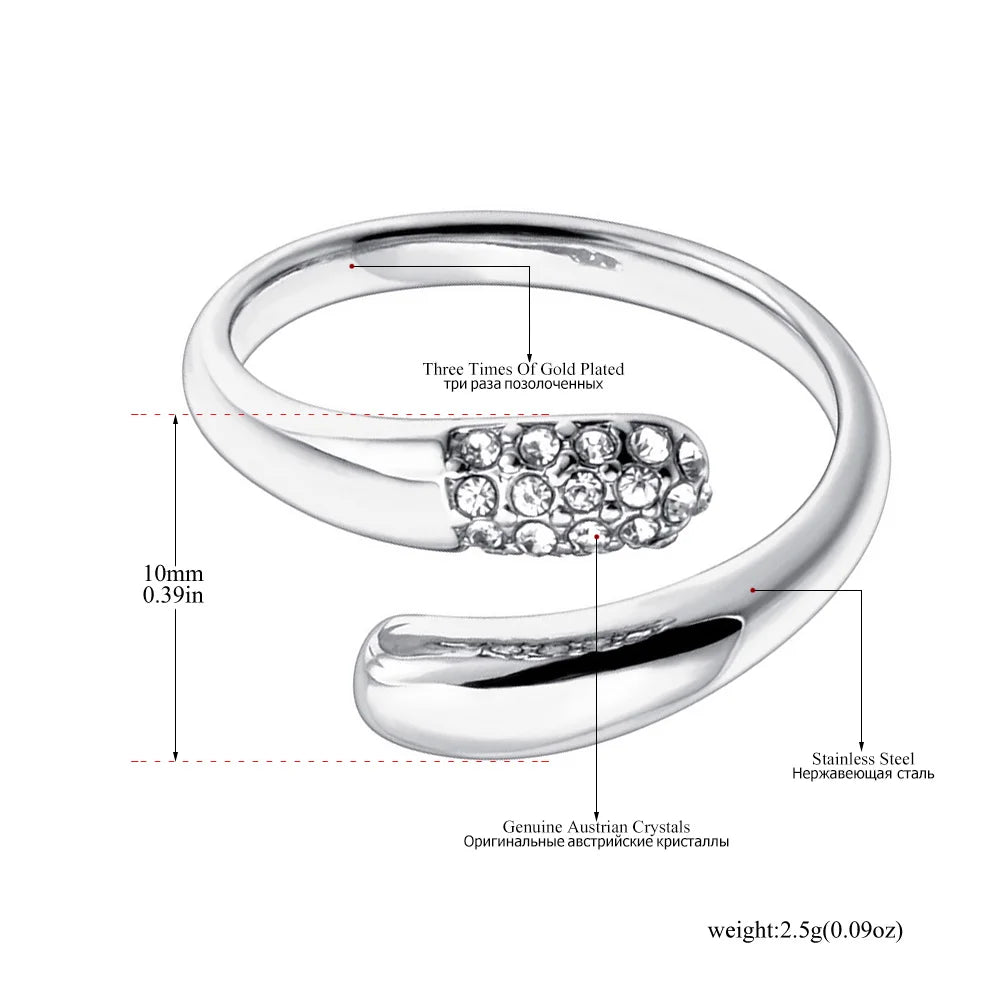 Bague JeeMango en acier inoxydable à double cercle pour femme – Plaqué or 18 carats, étanche, bijou tendance