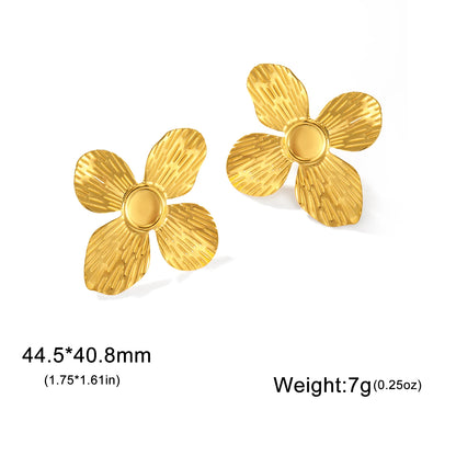 Unift Vintage Flower Stud Earrings for Women – Bohemian 14K Gold-Plated Stainless Steel Statement Jewelry