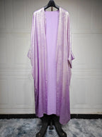 Luxury Satin Batwing Abaya Kimono – Shiny Open Front Maxi Kaftan for Ramadan, Eid & Evening Wear
