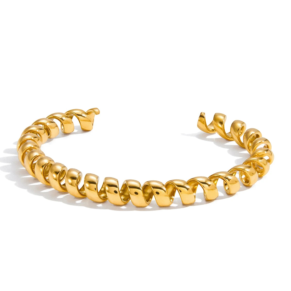 Bracelet manchette minimaliste en acier inoxydable plaqué or 18 carats pour femme