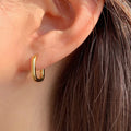 Pendientes de botón circulares en forma de U de plata: joyería vintage geométrica hecha a mano para novias y mujeres.