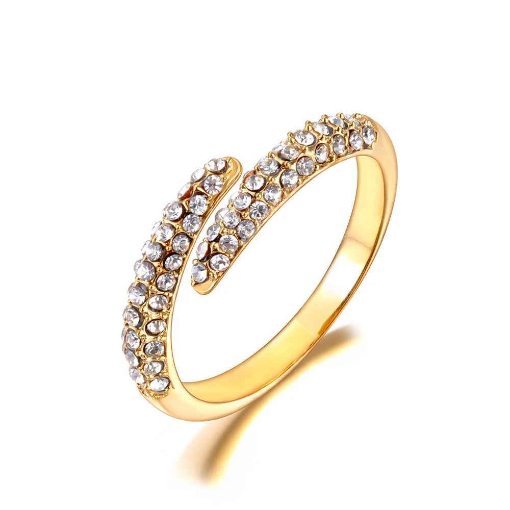 Bague JeeMango en acier inoxydable à double cercle pour femme – Plaqué or 18 carats, étanche, bijou tendance