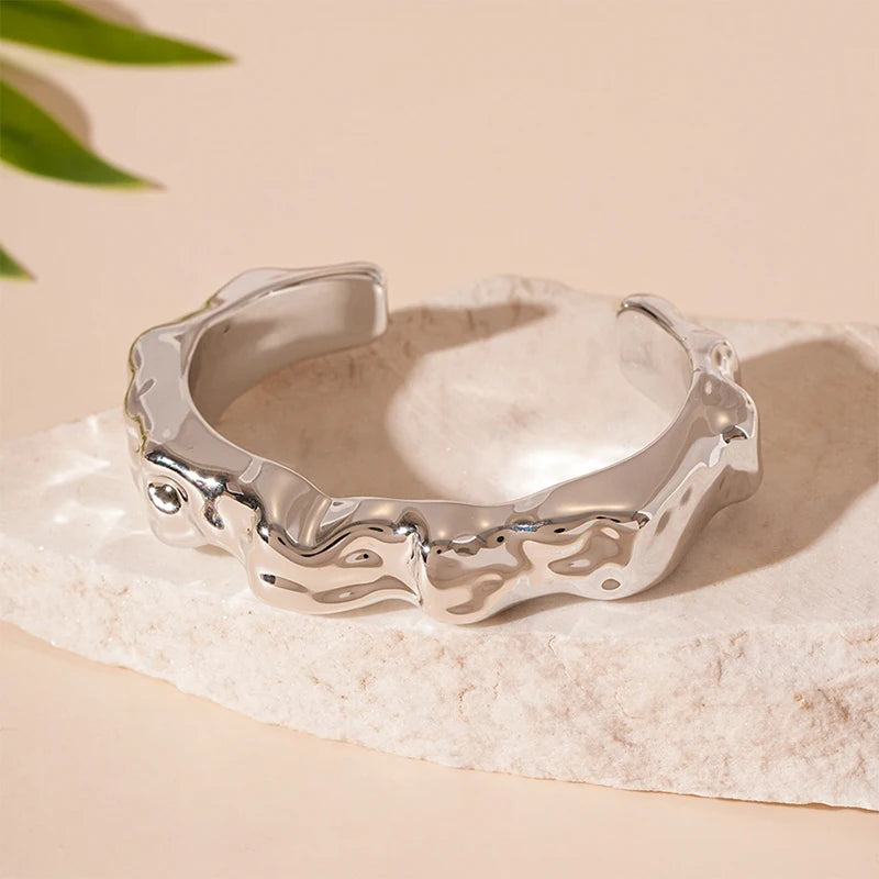Bracelet jonc géométrique irrégulier pour femme – Bracelet tendance et audacieux, bijou manchette ouvert à la mode