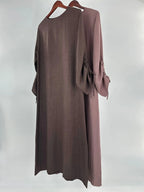 Modest Maxi Abaya Dress for Women – Loose Fit Long Sleeve Lace-Up Cuff Islamic Prayer Kaftan (Autumn/Winter)