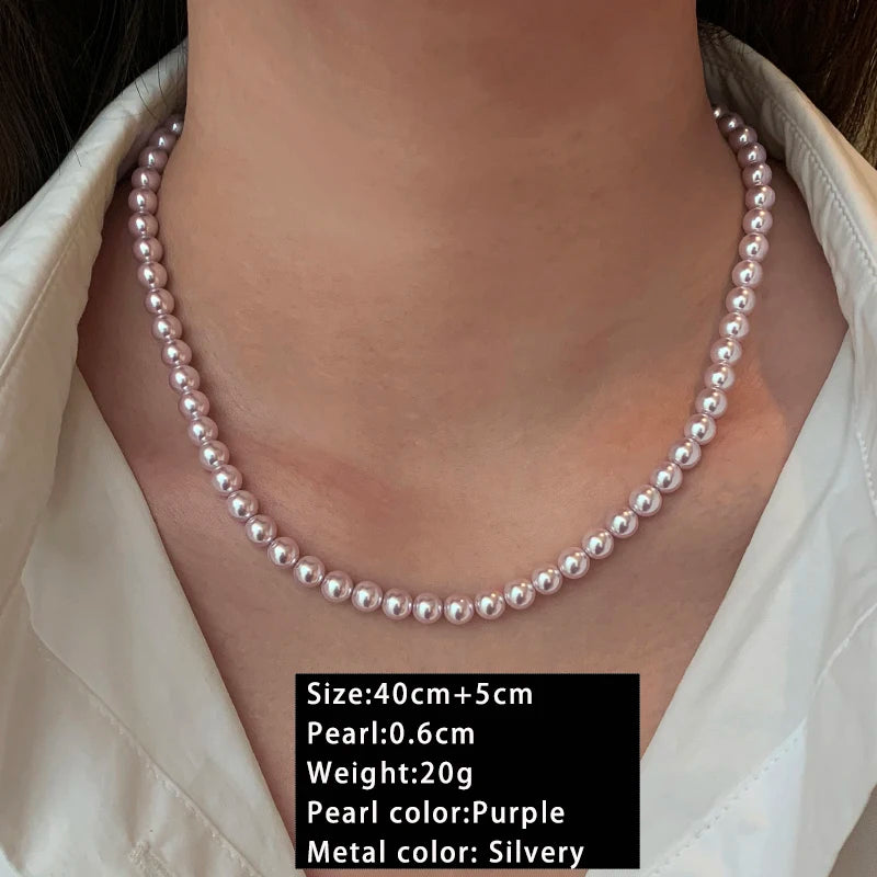Collier de perles de culture rose et violettes – Élégant collier ras-de-cou plaqué or pour femme