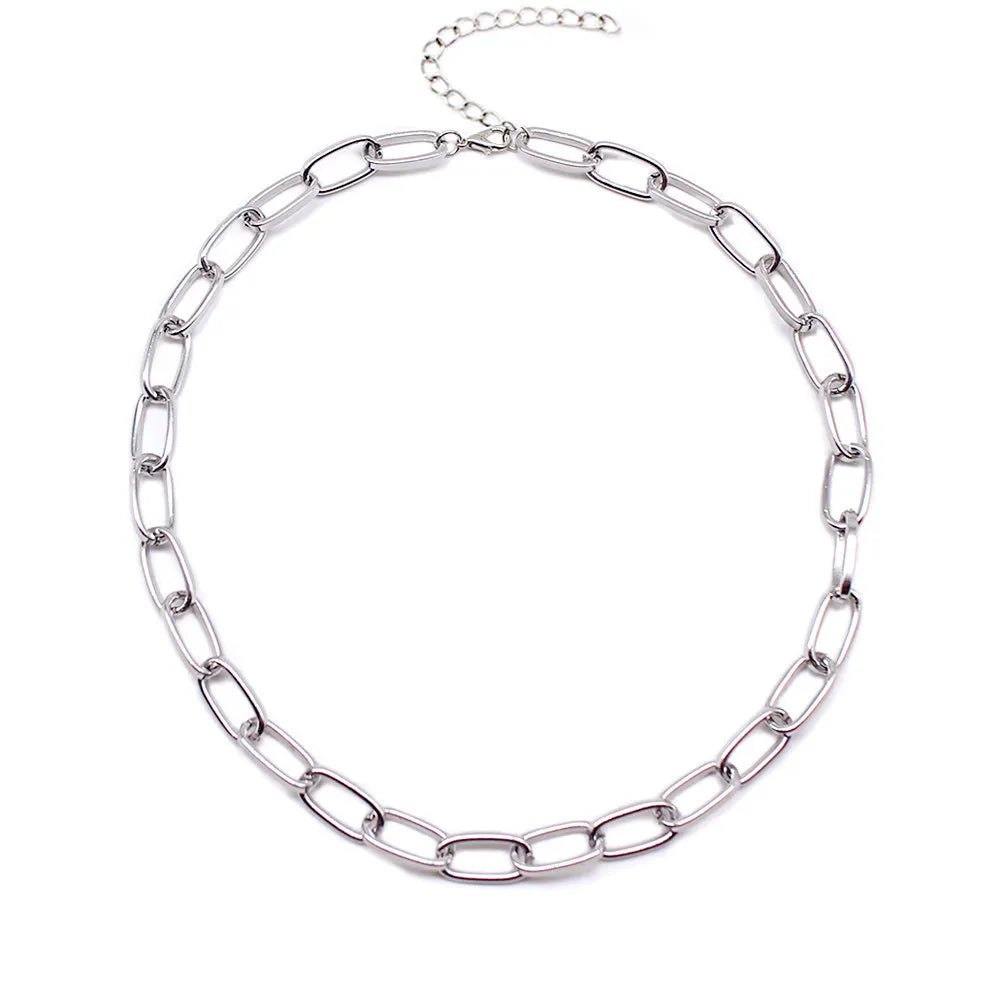 Collier à chaîne épaisse en acier inoxydable – Bijou ras-du-cou punk unisexe pour femmes et hommes