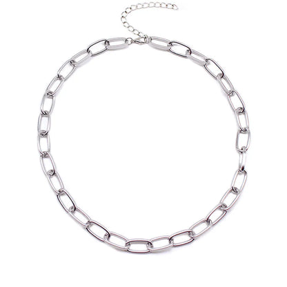 Stainless Steel Thick Chain Necklace – Unisex Punk Choker Jewelry for Women & Men