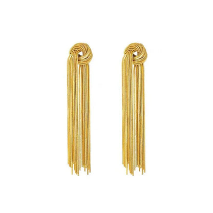 Exaggerated Luxury Long Tassel Earrings – Gold Geometric Chain Statement Jewelry