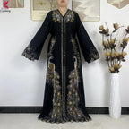 Elariah Diamond Chiffon Modest Abaya Dress – Elegant Long Sleeve Islamic Maxi Robe