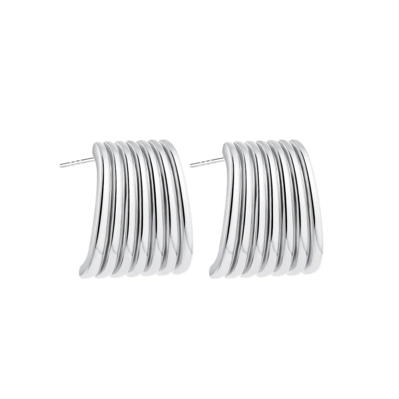 Boucles d'oreilles pendantes à nœuds multicouches en acier inoxydable plaqué or 18 carats pour femmes – Boucles d'oreilles rondes texturées et tendance