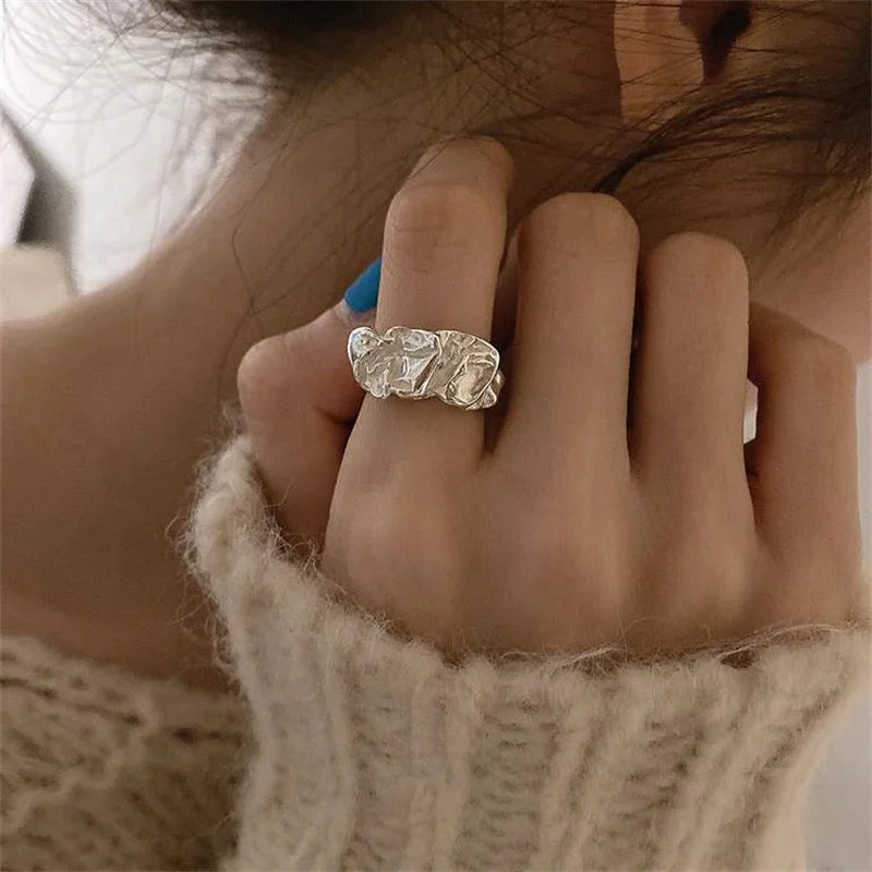 Bague vintage en émail noir – Bague géométrique d'inspiration punk pour homme