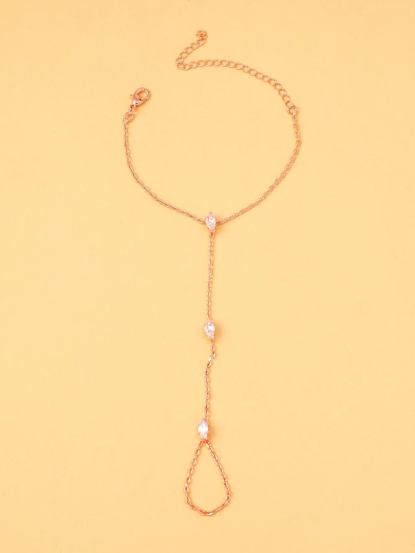 Bracelet losange en cristal de Bohème avec chaînette – Bijou de soirée élégant pour femme