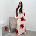 Elariah Arabesque Floral Bell Sleeve Abaya Dress – Elegant Modest Maxi Kaftan for Eid, Ramadan & Occasion Wear