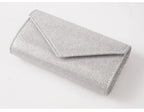 Elariah Shimmer Envelope Clutch Bag – Silver Glitter Evening Handbag with Chain Strap for Weddings & Party Wear