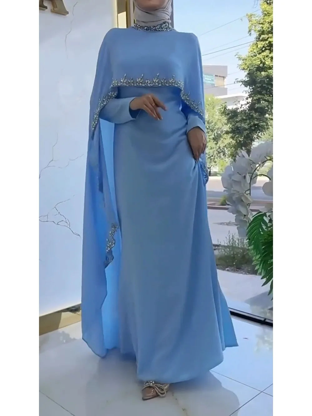 Elariah Embroidered Modest Abaya Dress for Women – Elegant Long Sleeve Kaftan Maxi Dress for Eid, Ramadan & Special Occasions
