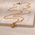 Collar geométrico con colgante de girasol: cadena de acero inoxidable para clavícula para mujer