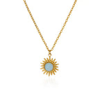 Collar geométrico con colgante de girasol: cadena de acero inoxidable para clavícula para mujer