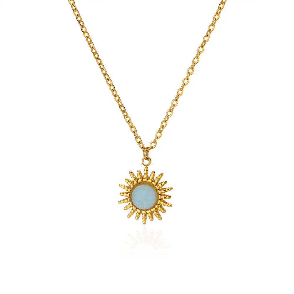 Collier géométrique avec pendentif tournesol – Chaîne de clavicule en acier inoxydable pour femme