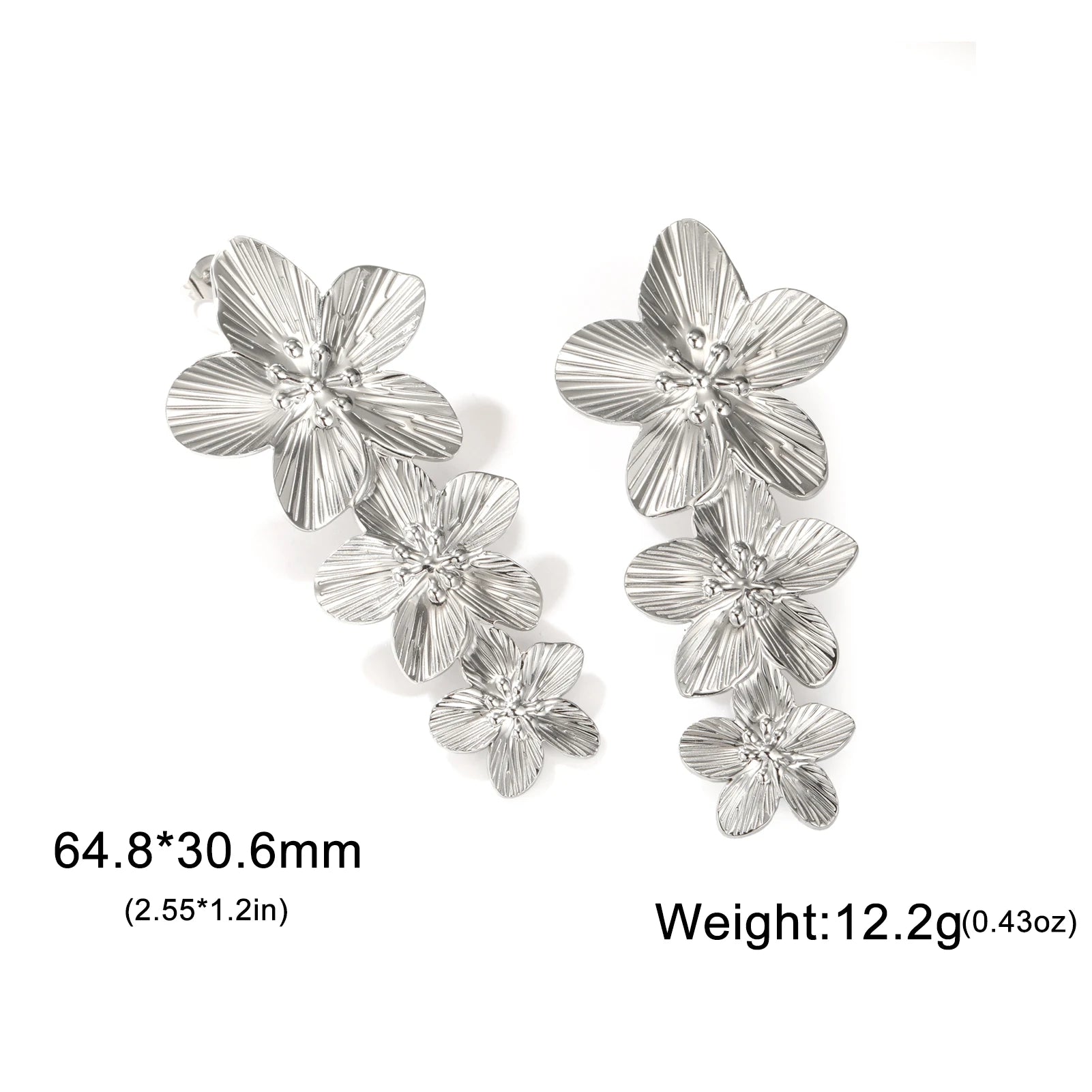 Pendientes Unift Vintage con diseño de flores para mujer: joyas bohemias de acero inoxidable chapado en oro de 14 quilates.