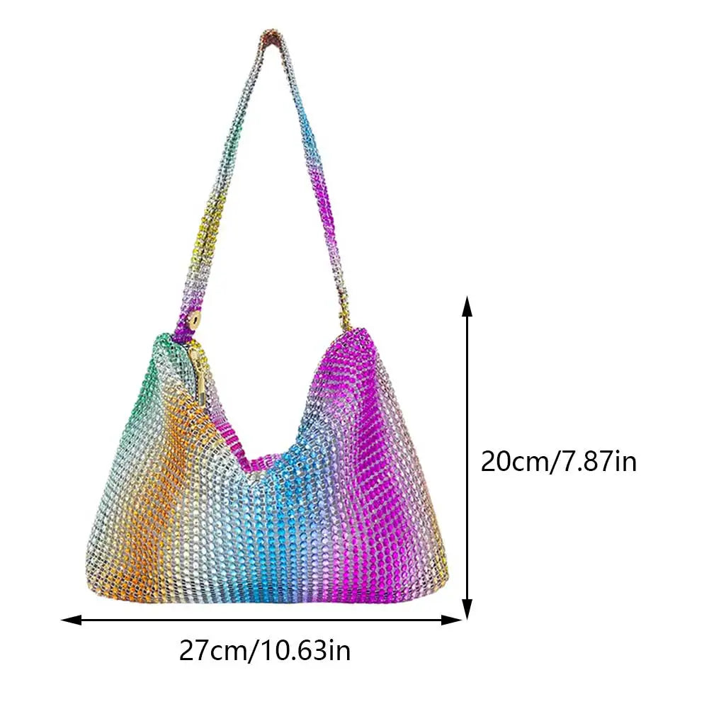 Elariah Crystal Rhinestone Evening Clutch Bag – Elegant Glitter Top Handle Party & Wedding Handbag (Gold, Black, Silver, Multicolour)