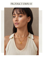 Collier pendentif cœur plaqué or 18 carats – Chaîne à billes en acier inoxydable, bijou délicat et romantique pour femme