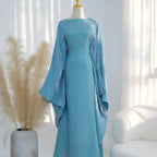Elariah Shimmering Eid Kaftan Abaya – Extra Loose Fit Butterfly Sleeve Maxi Dress for Ramadan, Evening & Party Wear