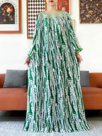 Embroidered Cotton Abaya Dress – Loose Boho Maxi Kaftan with Tassel Detail (One Size, 6 Colours)