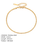 Bracelet de cheville ajustable en acier inoxydable plaqué or pour femme – Bracelet de cheville classique étanche à chaîne 20+3 cm | ELARIAH