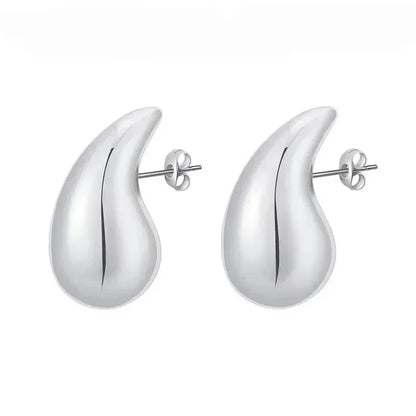 Vintage Chunky Dome Teardrop Earrings – 925 Sterling Silver with 18K Gold Plating