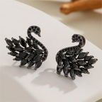 Boucles d'oreilles cygne en zircon pour femme – Boucles d'oreilles longues cygne en cuivre plaqué or serties de micro-pavés de zirconiums cubiques | Bijoux élégants style déesse
