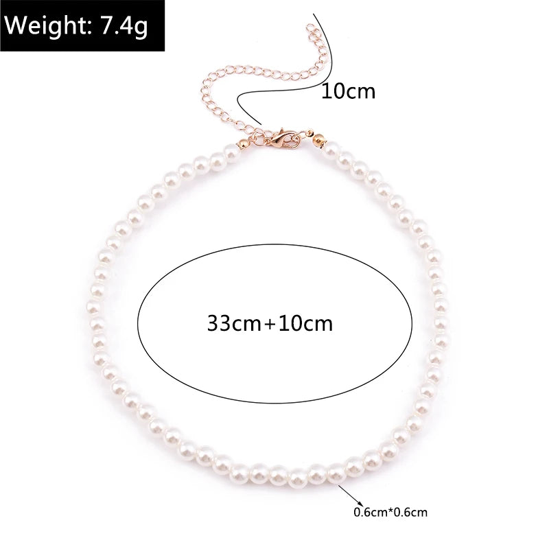 Collier ras du cou classique en perles d'imitation pour femme – Élégant collier de perles pour mariée et mariage