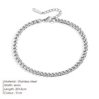 Minimalist Stainless Steel Cuban Chain Anklet for Women – Delicate 4mm Gold or Silver Adjustable Beach Anklet